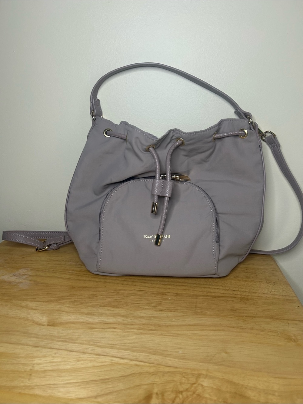 Isaac Mizrahi Lavender Drawstring Hobo with Front Zip